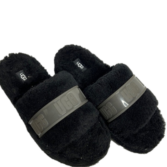 NWOT UGG Fluffita Clear Platform Slippers Sandals shoes in Black - Picture 1 of 9